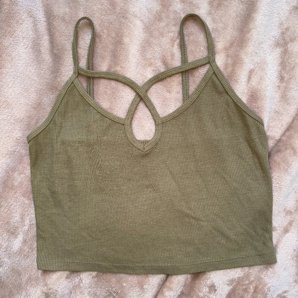 Mudd Cross Over Cropped Tank Top -- Size Small